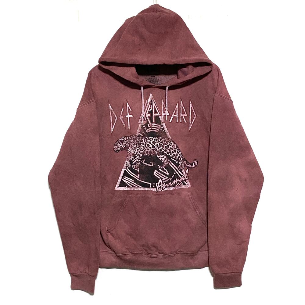Def Leppard Band Tie Dye Pullover Hoodie Womens M Grunge Distressed Rocker Punk